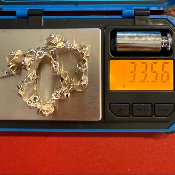 Vintage Taxco Sterling Silver Rose Bracelet 925 7.5” - Picture 6 of 7